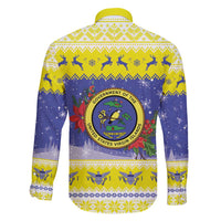 United States Virgin Islands Christmas Family Matching Mermaid Dress and Hawaiian Shirt Coat Of Arms With Poinsettia - Wonder Print Shop