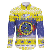 United States Virgin Islands Christmas Family Matching Off The Shoulder Long Sleeve Dress and Hawaiian Shirt Coat Of Arms With Poinsettia - Wonder Print Shop