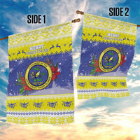 United States Virgin Islands Christmas Garden Flag Coat Of Arms With Poinsettia - Wonder Print Shop