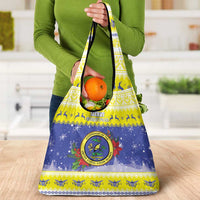 United States Virgin Islands Christmas Grocery Bag Coat Of Arms With Poinsettia - Wonder Print Shop