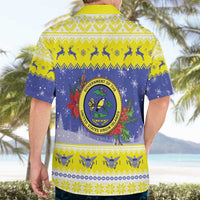United States Virgin Islands Christmas Hawaiian Shirt Coat Of Arms With Poinsettia - Wonder Print Shop