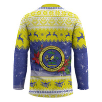 United States Virgin Islands Christmas Hockey Jersey Coat Of Arms With Poinsettia - Wonder Print Shop