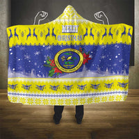 United States Virgin Islands Christmas Hooded Blanket Coat Of Arms With Poinsettia - Wonder Print Shop