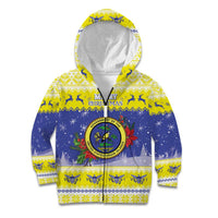 United States Virgin Islands Christmas Kid Hoodie Coat Of Arms With Poinsettia - Wonder Print Shop
