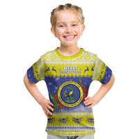 United States Virgin Islands Christmas Kid T Shirt Coat Of Arms With Poinsettia - Wonder Print Shop