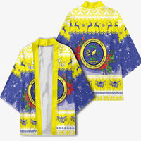 United States Virgin Islands Christmas Kimono Coat Of Arms With Poinsettia - Wonder Print Shop