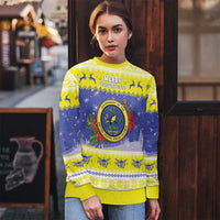 United States Virgin Islands Christmas Ugly Christmas Sweater Coat Of Arms With Poinsettia - Wonder Print Shop