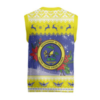 United States Virgin Islands Christmas Knitted V-Neck Vest Coat Of Arms With Poinsettia - Wonder Print Shop
