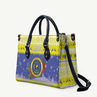 United States Virgin Islands Christmas Leather Bag Coat Of Arms With Poinsettia - Wonder Print Shop