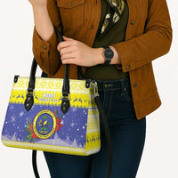 United States Virgin Islands Christmas Leather Bag Coat Of Arms With Poinsettia - Wonder Print Shop