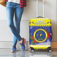 United States Virgin Islands Christmas Luggage Cover Coat Of Arms With Poinsettia - Wonder Print Shop