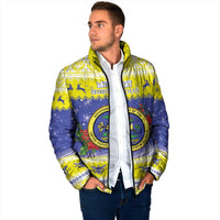 United States Virgin Islands Christmas Padded Jacket Coat Of Arms With Poinsettia - Wonder Print Shop