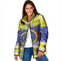 United States Virgin Islands Christmas Padded Jacket Coat Of Arms With Poinsettia - Wonder Print Shop