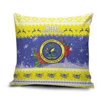 United States Virgin Islands Christmas Pillow Cover Coat Of Arms With Poinsettia - Wonder Print Shop