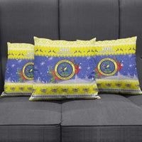 United States Virgin Islands Christmas Pillow Cover Coat Of Arms With Poinsettia - Wonder Print Shop