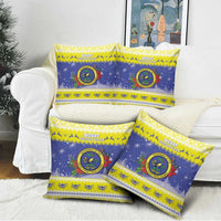 United States Virgin Islands Christmas Pillow Cover Coat Of Arms With Poinsettia - Wonder Print Shop