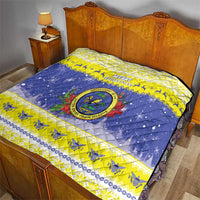 United States Virgin Islands Christmas Quilt Coat Of Arms With Poinsettia - Wonder Print Shop