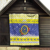 United States Virgin Islands Christmas Quilt Coat Of Arms With Poinsettia - Wonder Print Shop