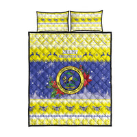 United States Virgin Islands Christmas Quilt Bed Set Coat Of Arms With Poinsettia - Wonder Print Shop