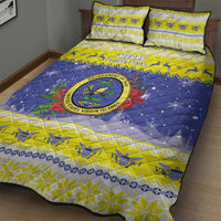 United States Virgin Islands Christmas Quilt Bed Set Coat Of Arms With Poinsettia - Wonder Print Shop