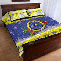 United States Virgin Islands Christmas Quilt Bed Set Coat Of Arms With Poinsettia - Wonder Print Shop