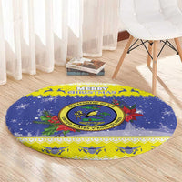 United States Virgin Islands Christmas Round Carpet Coat Of Arms With Poinsettia - Wonder Print Shop