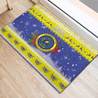 United States Virgin Islands Christmas Rubber Doormat Coat Of Arms With Poinsettia - Wonder Print Shop