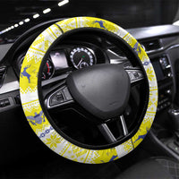 United States Virgin Islands Christmas Steering Wheel Cover Coat Of Arms With Poinsettia - Wonder Print Shop