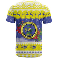 United States Virgin Islands Christmas T Shirt Coat Of Arms With Poinsettia - Wonder Print Shop