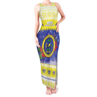 United States Virgin Islands Christmas Tank Maxi Dress Coat Of Arms With Poinsettia - Wonder Print Shop