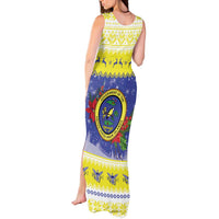 United States Virgin Islands Christmas Tank Maxi Dress Coat Of Arms With Poinsettia - Wonder Print Shop