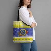 United States Virgin Islands Christmas Tote Bag Coat Of Arms With Poinsettia - Wonder Print Shop