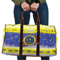 United States Virgin Islands Christmas Travel Bag Coat Of Arms With Poinsettia - Wonder Print Shop