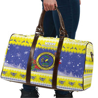 United States Virgin Islands Christmas Travel Bag Coat Of Arms With Poinsettia - Wonder Print Shop