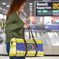 United States Virgin Islands Christmas Travel Bag Coat Of Arms With Poinsettia - Wonder Print Shop