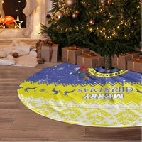United States Virgin Islands Christmas Tree Skirt Coat Of Arms With Poinsettia - Wonder Print Shop