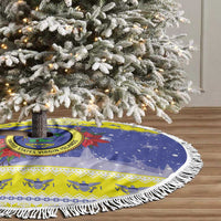 United States Virgin Islands Christmas Tree Skirt Coat Of Arms With Poinsettia - Wonder Print Shop