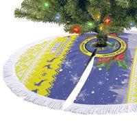 United States Virgin Islands Christmas Tree Skirt Coat Of Arms With Poinsettia - Wonder Print Shop