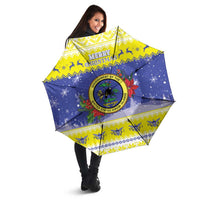 United States Virgin Islands Christmas Umbrella Coat Of Arms With Poinsettia - Wonder Print Shop
