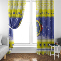 United States Virgin Islands Christmas Window Curtain Coat Of Arms With Poinsettia - Wonder Print Shop