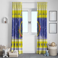 United States Virgin Islands Christmas Window Curtain Coat Of Arms With Poinsettia - Wonder Print Shop