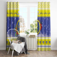 United States Virgin Islands Christmas Window Curtain Coat Of Arms With Poinsettia - Wonder Print Shop