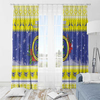 United States Virgin Islands Christmas Window Curtain Coat Of Arms With Poinsettia - Wonder Print Shop