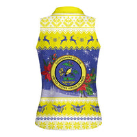 United States Virgin Islands Christmas Women Sleeveless Polo Shirt Coat Of Arms With Poinsettia - Wonder Print Shop
