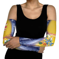 Turks And Caicos Islands Christmas Arm Sleeves Coquette Bow With Coat Of Arms - Wonder Print Shop