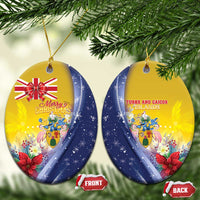 Turks And Caicos Islands Christmas Ceramic Ornament Coquette Bow With Coat Of Arms - Wonder Print Shop