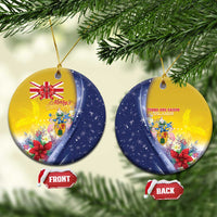 Turks And Caicos Islands Christmas Ceramic Ornament Coquette Bow With Coat Of Arms - Wonder Print Shop