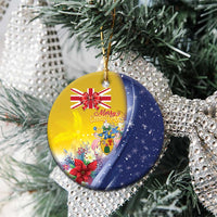 Turks And Caicos Islands Christmas Ceramic Ornament Coquette Bow With Coat Of Arms - Wonder Print Shop