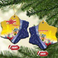 Turks And Caicos Islands Christmas Ceramic Ornament Coquette Bow With Coat Of Arms - Wonder Print Shop