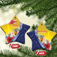 Turks And Caicos Islands Christmas Ceramic Ornament Coquette Bow With Coat Of Arms - Wonder Print Shop